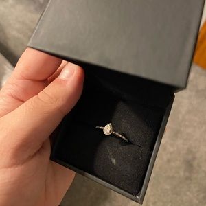 Pear shaped silver promise ring